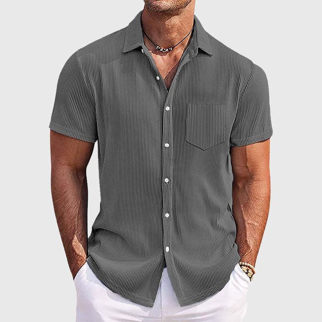 Rayle - Men's Textured Short Sleeve Shirt with Chest Pocket