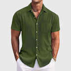 Rayle - Men's Textured Short Sleeve Shirt with Chest Pocket