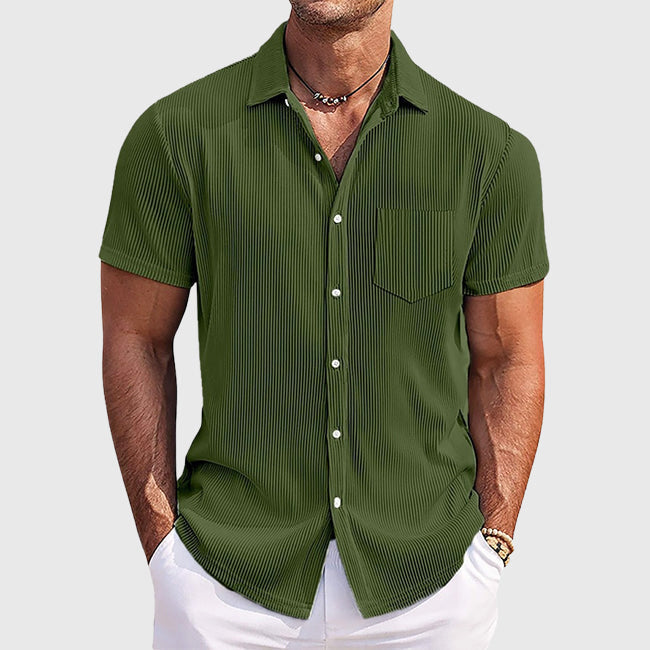 Rayle - Men's Textured Short Sleeve Shirt with Chest Pocket