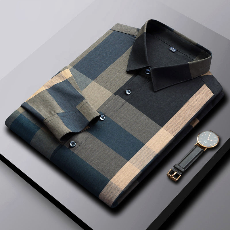 Ryan - Men's Button-Down Long Sleeve Plaid Shirt