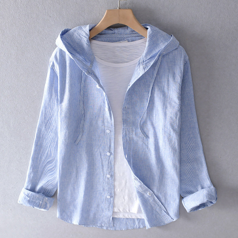 Sally - Women's Lightweight Linen Hooded Shirt