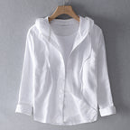 Sally - Women's Lightweight Linen Hooded Shirt