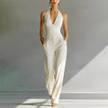 Samantha - Women's Halter Wrap Wide-Leg Jumpsuit