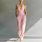 Samantha - Women's Halter Wrap Wide-Leg Jumpsuit