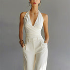 Samantha - Women's Halter Wrap Wide-Leg Jumpsuit