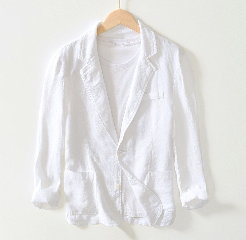 Sean - Men's Linen Blazer with Classic Two-Button Front