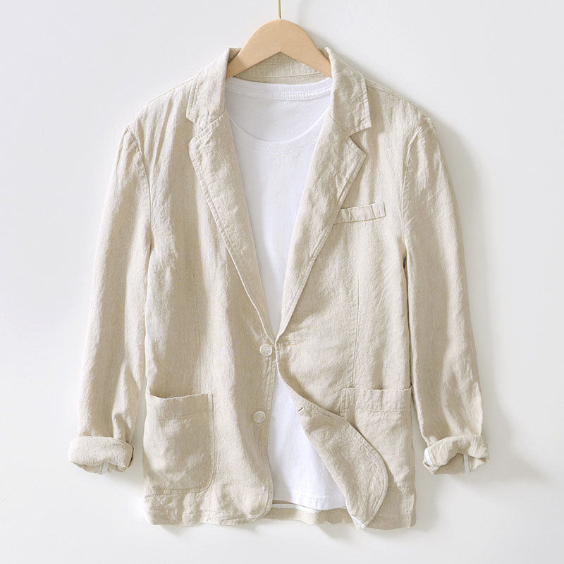 Sean - Men's Linen Blazer with Classic Two-Button Front