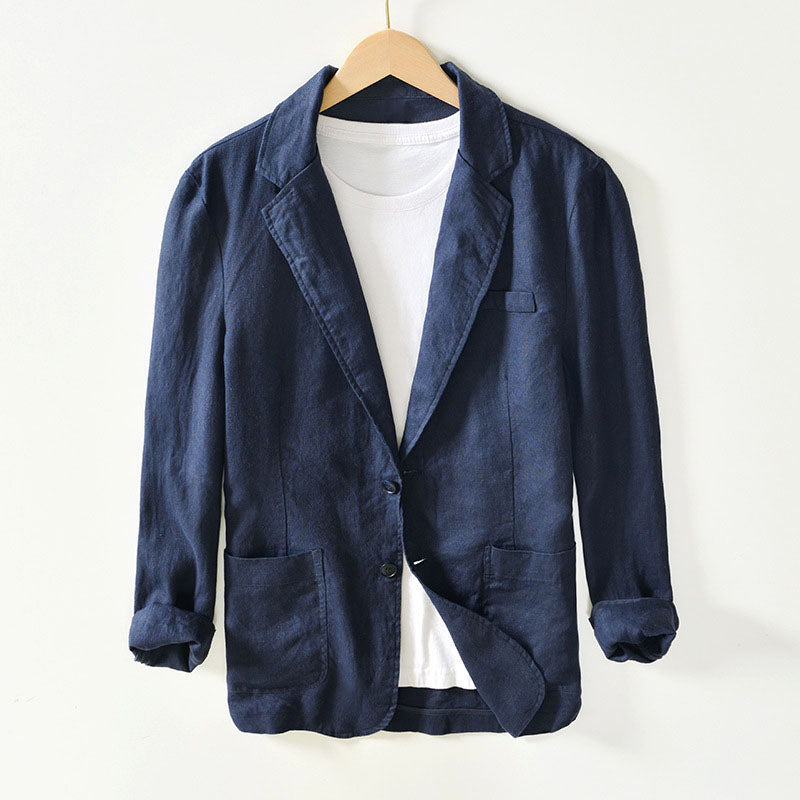 Sean - Men's Linen Blazer with Classic Two-Button Front
