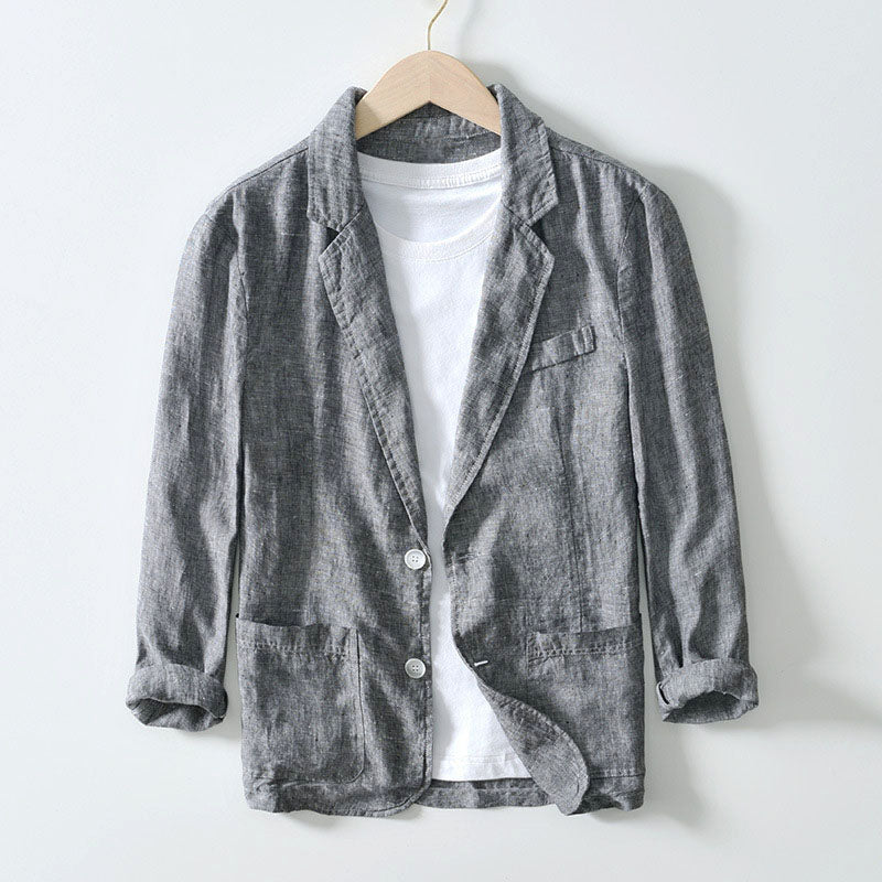 Sean - Men's Linen Blazer with Classic Two-Button Front