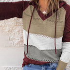Serene - Women's Color Block Hooded Knit Sweater