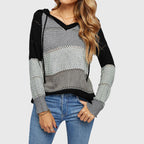 Serene - Women's Color Block Hooded Knit Sweater