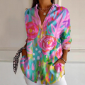 Valentina - Women's Floral Print V-Neck Short Sleeve Blouse 1