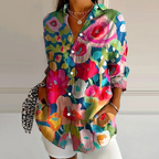 Valentina - Women's Floral Print V-Neck Short Sleeve Blouse 2
