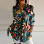 Valentina - Women's Floral Print V-Neck Short Sleeve Blouse 4