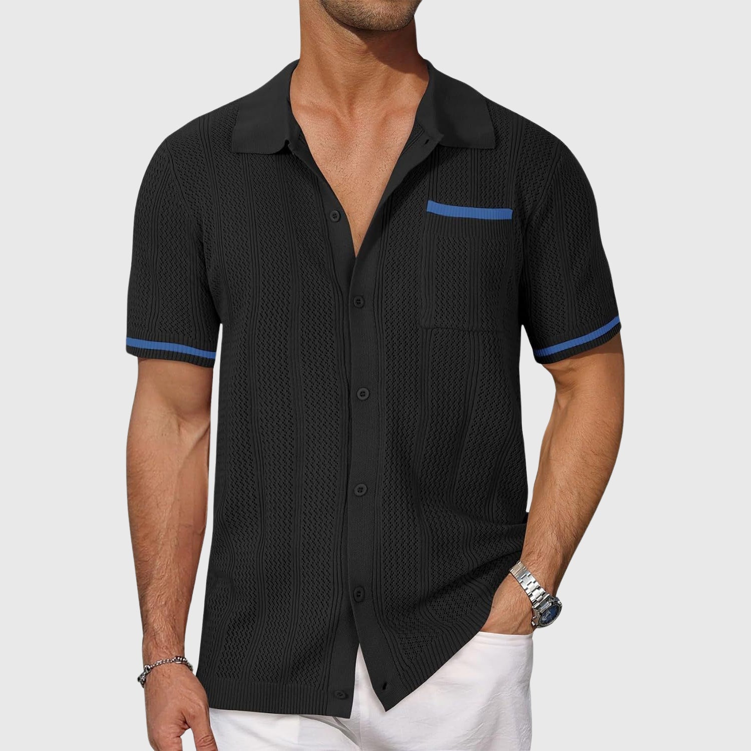 Taylor - Men's Breathable Knit Shirt with Patterned Finish