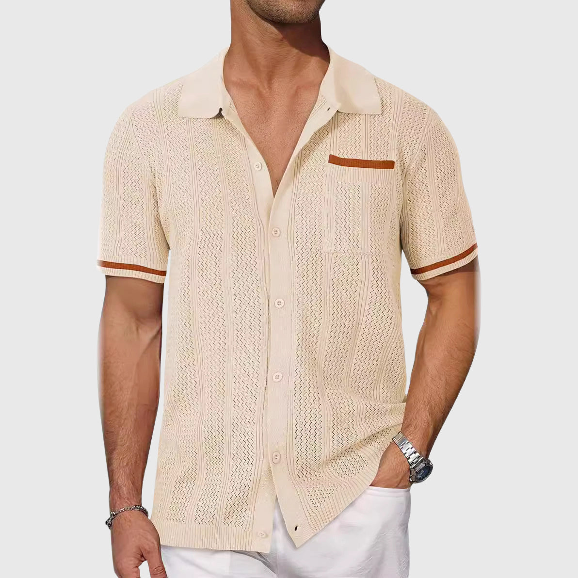 Taylor - Men's Breathable Knit Shirt with Patterned Finish