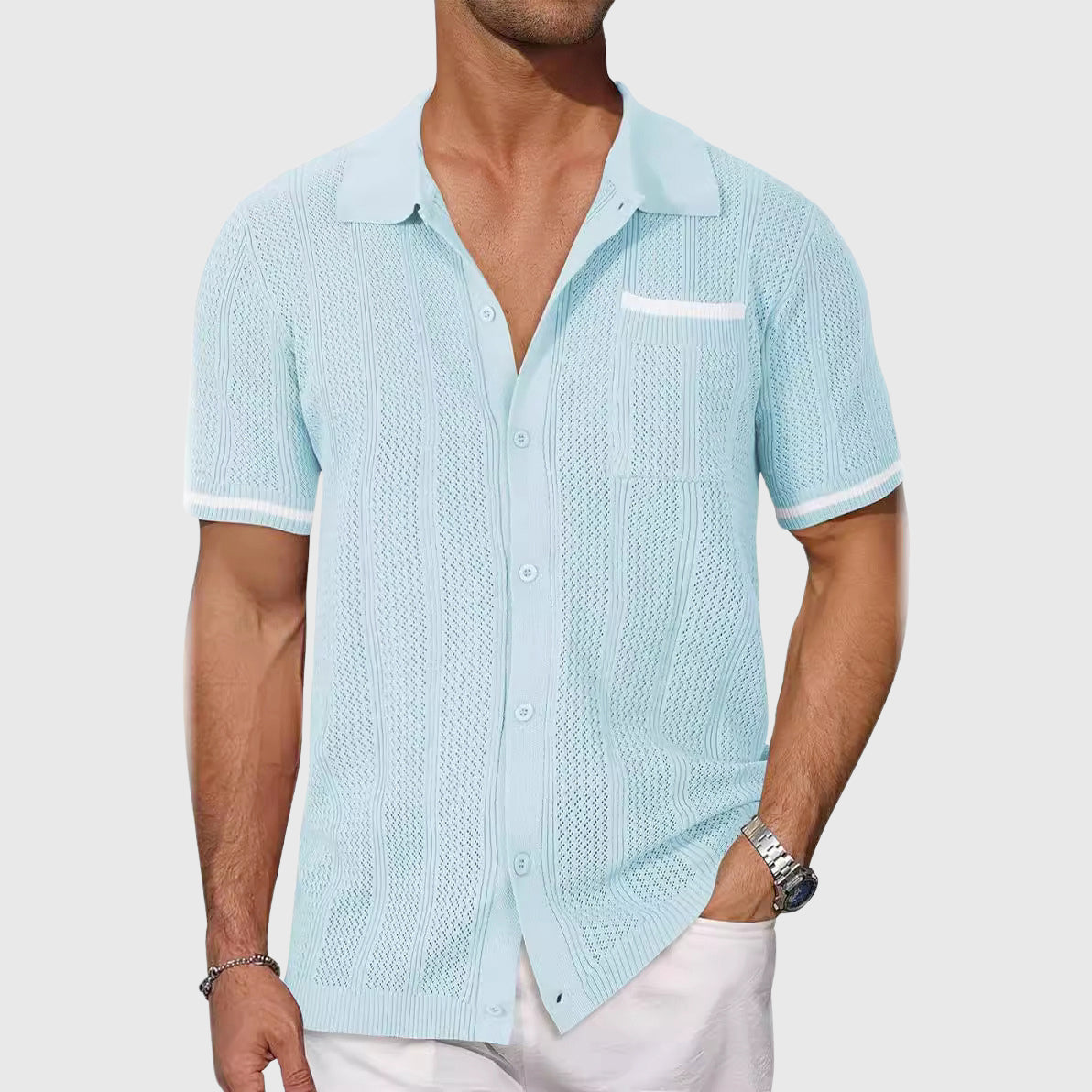 Taylor - Men's Breathable Knit Shirt with Patterned Finish