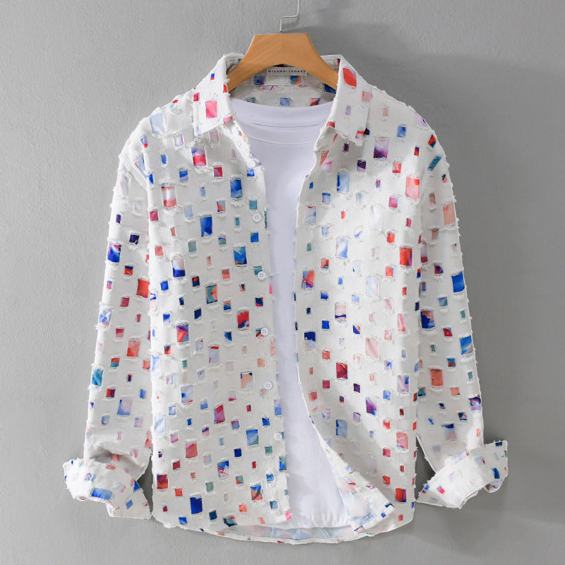 Theodore - Men's Textured Artistic Button-Up Shirt
