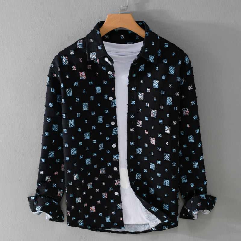 Theodore - Men's Textured Artistic Button-Up Shirt