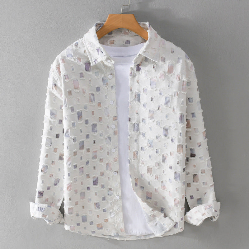 Theodore - Men's Textured Artistic Button-Up Shirt
