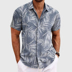Travis - Men's Tropical Leaf Print Button-Down Shirt