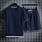 Tristan - Men's Textured T-Shirt and Drawstring Shorts Set