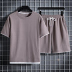 Tristan - Men's Textured T-Shirt and Drawstring Shorts Set
