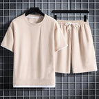 Tristan - Men's Textured T-Shirt and Drawstring Shorts Set