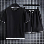 Tristan - Men's Textured T-Shirt and Drawstring Shorts Set
