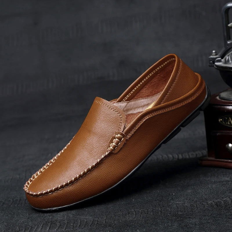 Tyler - Men's Leather Casual Moc Toe Loafers
