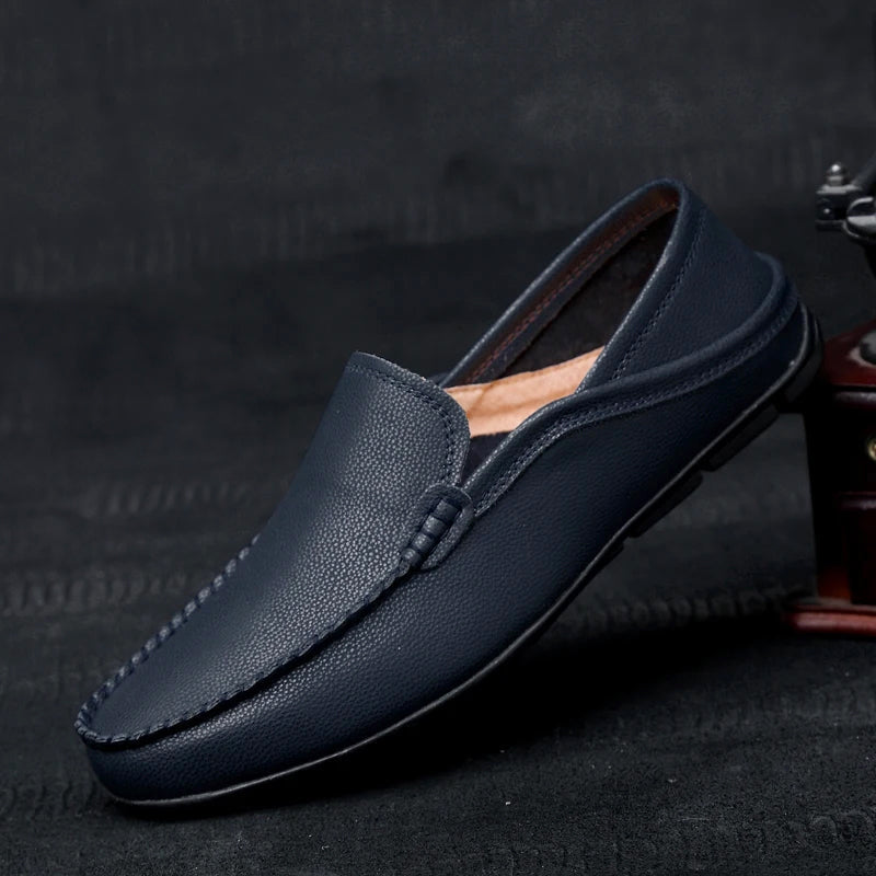 Tyler - Men's Leather Casual Moc Toe Loafers