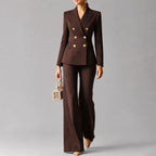 Vera - Women's Pinstripe Double-Breasted Pantsuit Set