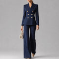 Vera - Women's Pinstripe Double-Breasted Pantsuit Set