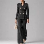 Vera - Women's Pinstripe Double-Breasted Pantsuit Set
