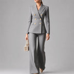 Vera - Women's Pinstripe Double-Breasted Pantsuit Set