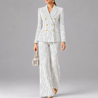 Vera - Women's Pinstripe Double-Breasted Pantsuit Set