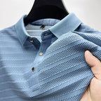 Walker - Men's Striped Pattern Knit Polo Shirt
