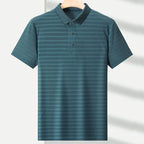 Walker - Men's Striped Pattern Knit Polo Shirt