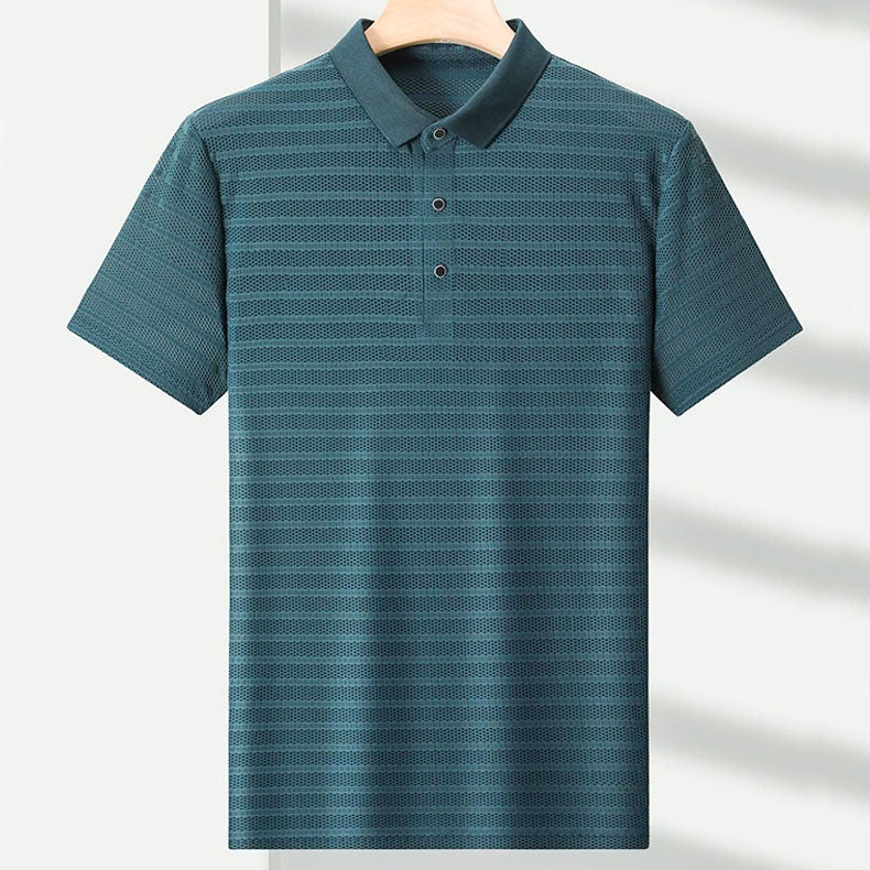 Walker - Men's Striped Pattern Knit Polo Shirt