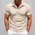 Wayne - Men's Knit Textured Short Sleeve Polo Shirt