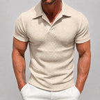 Wayne - Men's Knit Textured Short Sleeve Polo Shirt