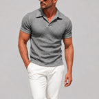 Wayne - Men's Knit Textured Short Sleeve Polo Shirt