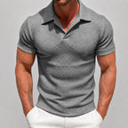 Wayne - Men's Knit Textured Short Sleeve Polo Shirt