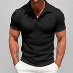 Wayne - Men's Knit Textured Short Sleeve Polo Shirt