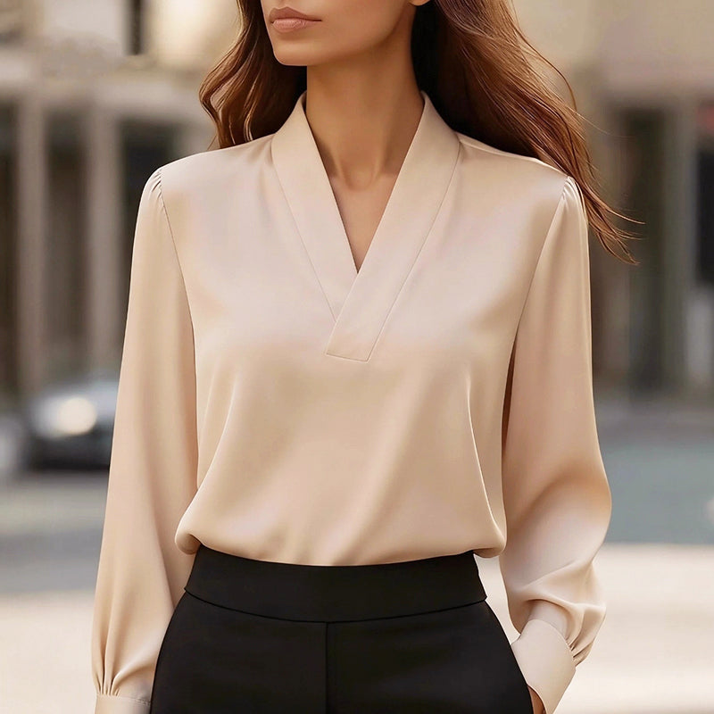 Xyra - Women's Silky Long Sleeve Office Blouse