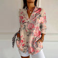Zandra - Women's Floral Leaf Button-Up Blouse