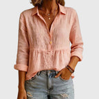 Zoe - Women's Gathered Empire Waist Long-Sleeve Blouse