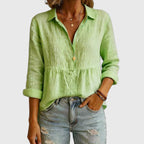 Zoe - Women's Gathered Empire Waist Long-Sleeve Blouse