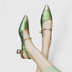 Alora - Women's Pearl-Strap Jacquard Mary Jane Heels