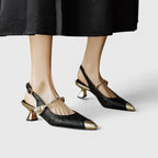 Alora - Women's Pearl-Strap Jacquard Mary Jane Heels